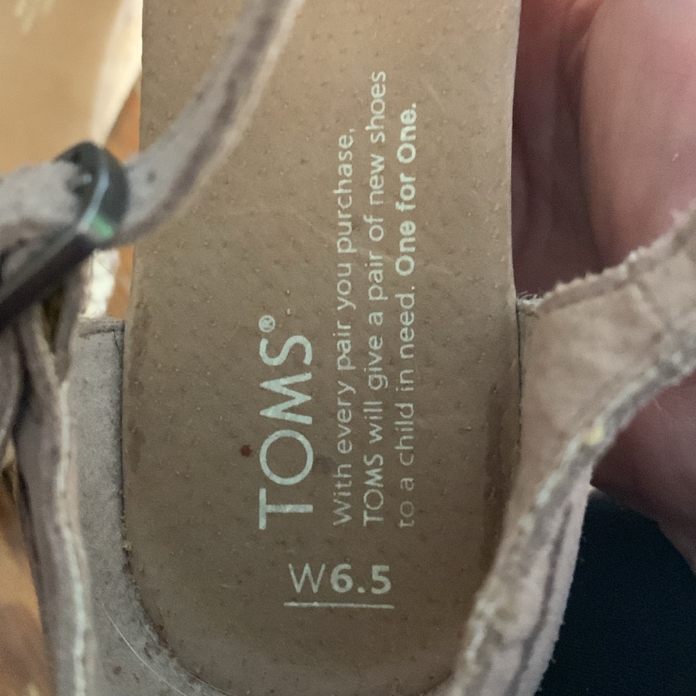 Toms Cork Heeled Ribbon Peep Toe Wedges - Picture 7 of 9